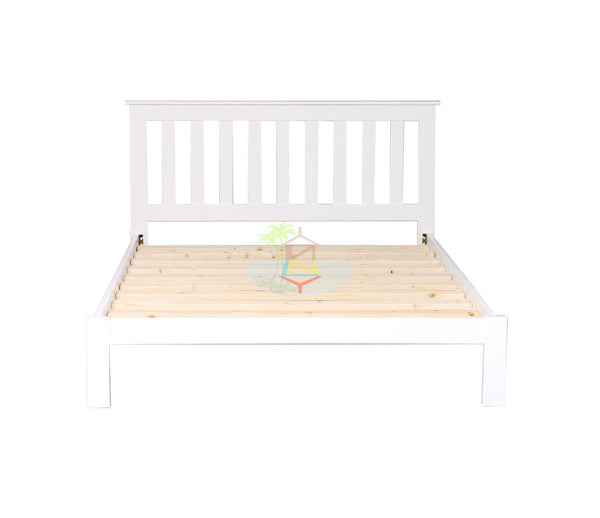Classic# NZ Pine Simplicity Bed Frame | Double | White color