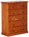 Classic# NZ Pine Simplicity Tall Boy | 6 Drawer | Pine color