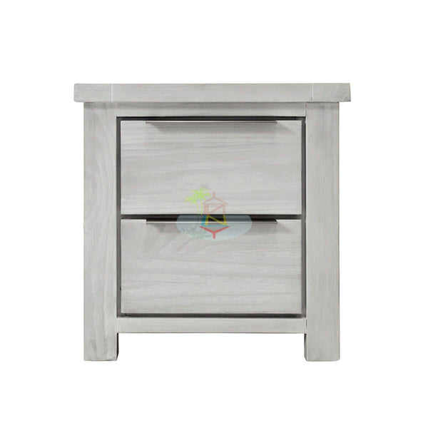 Amanda# NZ Pine White Wash White Wash Bedside Table | LS