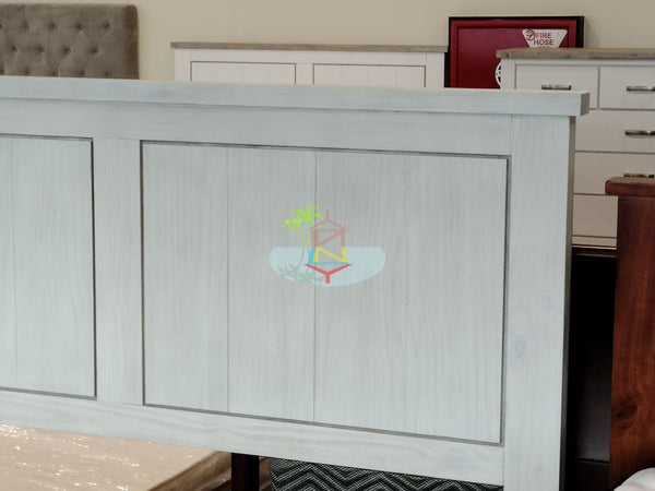 Amanda# NZ Pine White Wash White Wash Headboard | LS