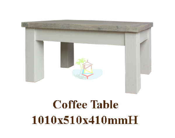 Ashland# Acacia White&Wood Ash Top Coffee Table | No Drawer | LS