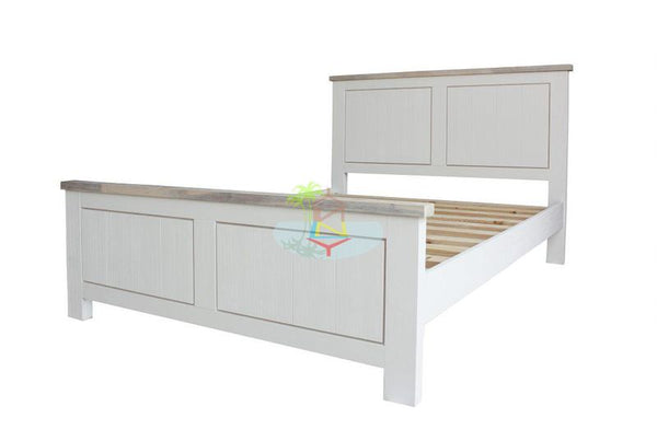 Ashland# Acacia White&Wood Ash Top Bed Frame | King