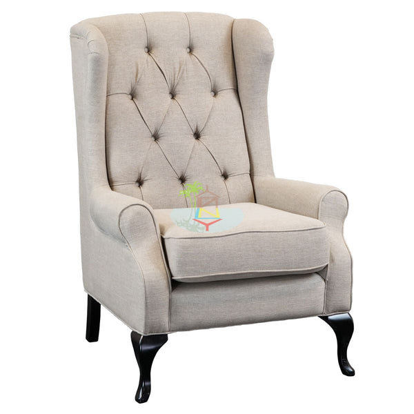 Daisy# Wing Chair Chesterfield Linen Armchair | LS