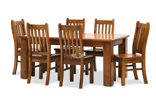Felton# NZ Pine Chunky Dining Suite | 1.8M Table&6 Chairs | LS