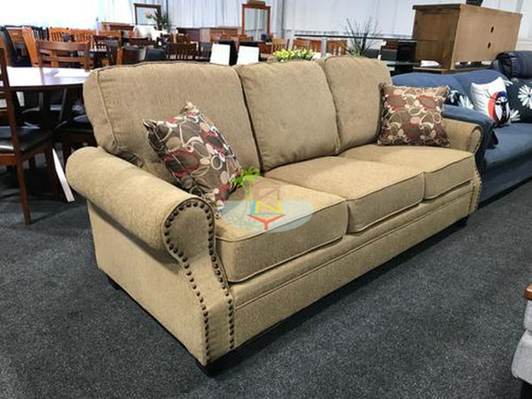 Florida# Conventional Suite Nailhead Trim Linen 3 Seater | LS