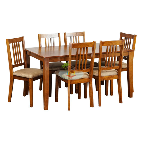 Mission# Malaysian Oak  Dining Suite | 1.5M Table&6 Chairs | Light color | LS