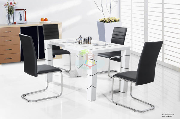 Mona&Bessie# High Gloss Z-Leg Dining Suite | 1.2M Table&4 Chairs | Black color