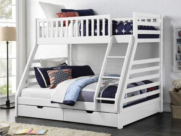 -Weekly Specials- Tina# Solid Wooden Bunk bed & 2 Drawers | Single+Double | White