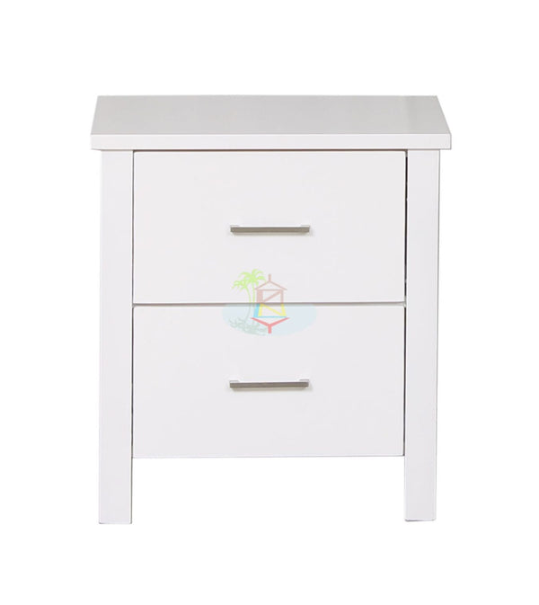 Tina# NZ Pine Simplicity Bedside Table | 2 Drawer | White color| TR