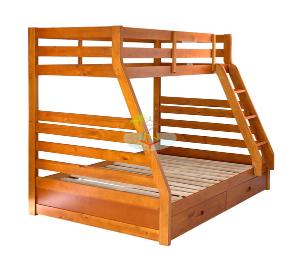 Tina# NZ Pine Bunk Simplicity Bed Frame | Single+Double | Pine color | LS