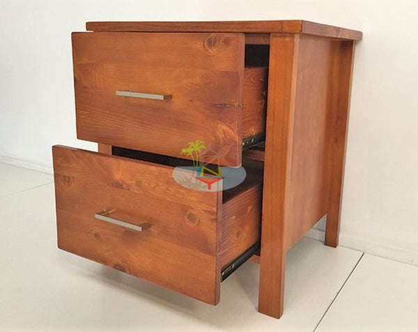 Tina# NZ Pine Simplicity Bedside Table | 2 Drawer | Pine color| TR
