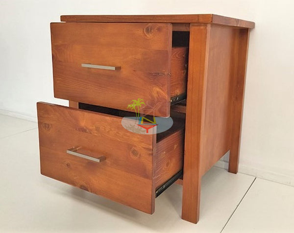 Tina# NZ Pine Simplicity Bedside Table | 2 Drawer | Pine color