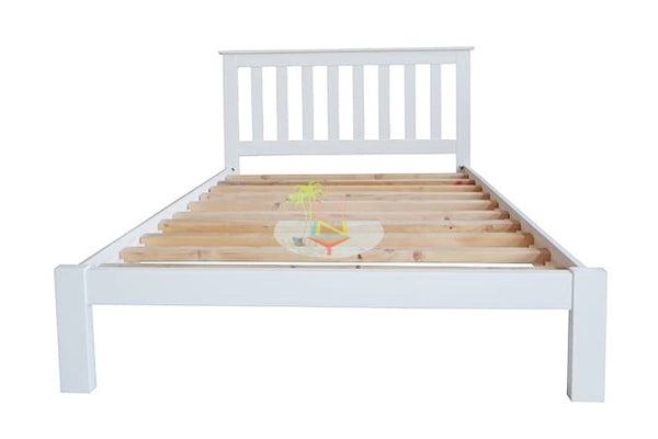Classic# NZ Pine Simplicity Bed Frame | Queen | White color