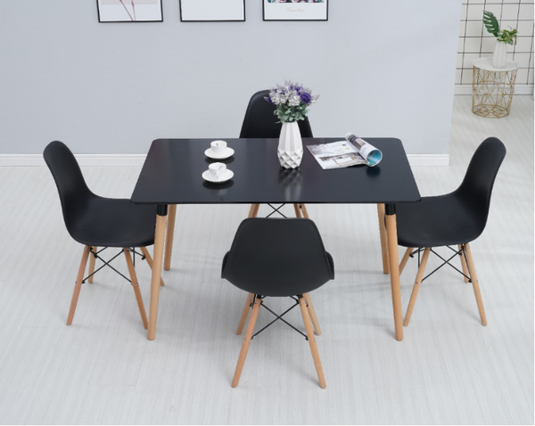 Echo# Scandinavian Dining Suite | 1.2M Table&4 Chairs | Black color