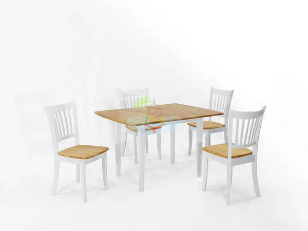 Holiday# Malaysian Oak Dining Suite | 0.6-1.2M Flip&Fold Table&4 Chairs | White&Light Oak