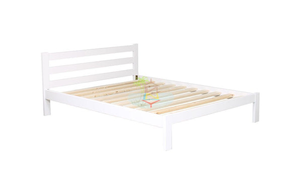 Tina# NZ Pine Simplicity Bed Frame | Double | White color