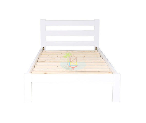 Tina# NZ Pine Simplicity Bed Frame | King-Single | White color