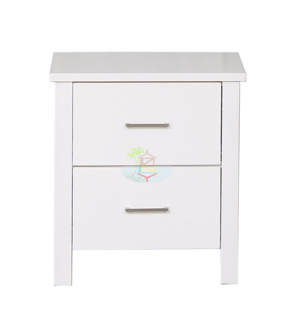 Tina# NZ Pine Simplicity Bedside Table | 2 Drawer | White color